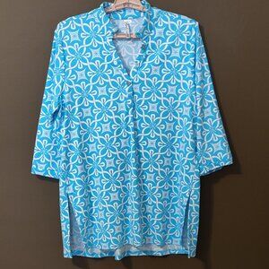 Lulu-B Tahitian Turquoise Tunic SIZE LARGE